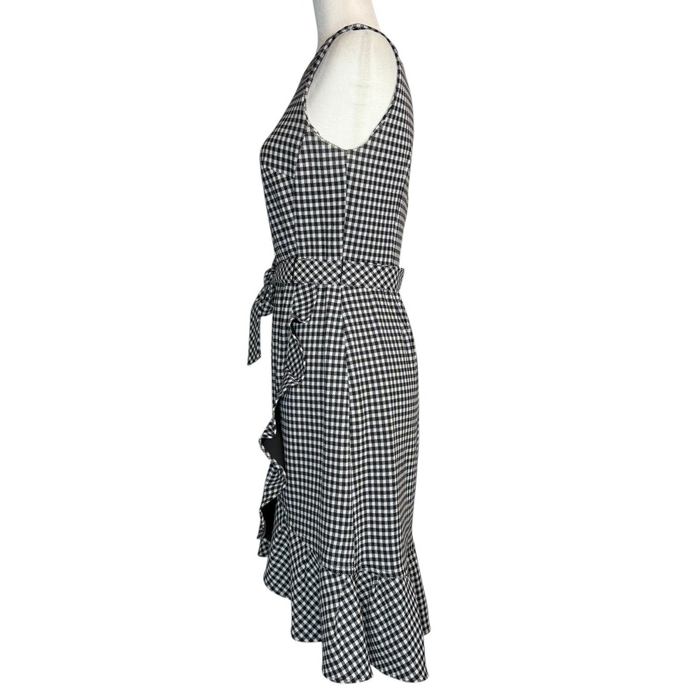 NWOT Calvin Klein Dress 4 Gingham Sleeveless Flounce‎ Ruffle Asymmetrical Career - Picture 5 of 10